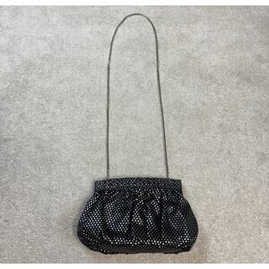 Betsey Johnson Vintage 90s 00s Y2K Satin Black Silver Polka Dot Evening Bag